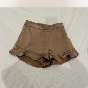 Aritzia Brown High Waist Shorts with Ruffle Hem